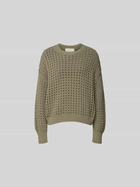 Sweter o kroju relaxed fit z ażurowym wzorem Juvia oliwkowy