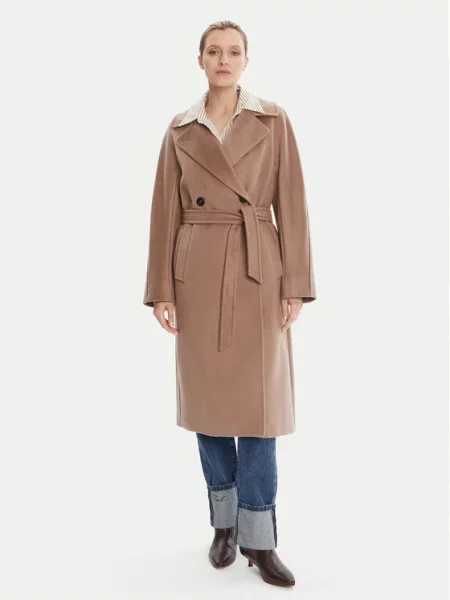 Vlněný kabát Weekend Max Mara hnědý
