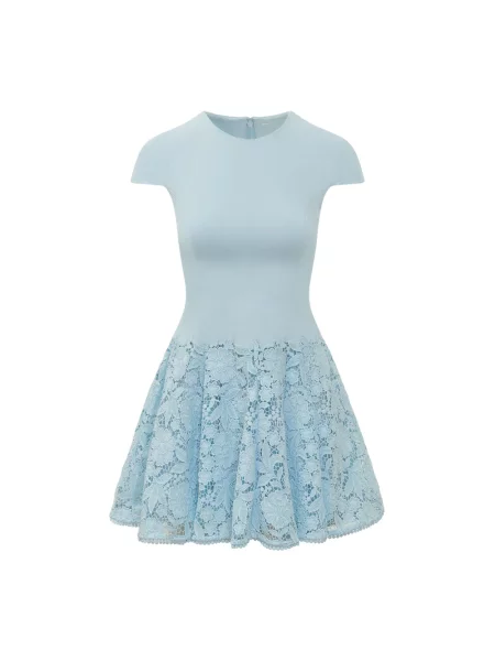 Mała sukienka mini Self-portrait koronkowa garniturowa niebieska