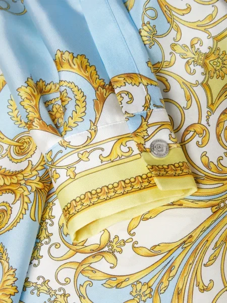 Копринена костюм миди рокля Versace до коляното синьо