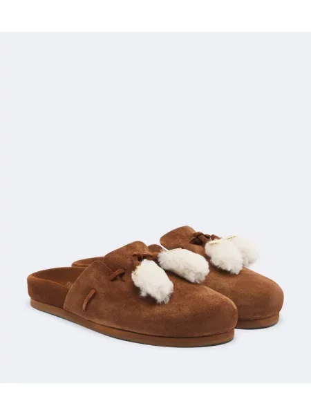 Papuci tip mules Ancient Greek Sandals din piele de căprioară maro