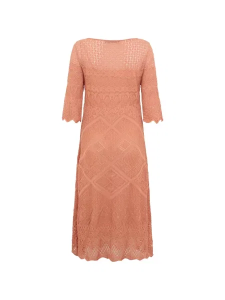 Pletena midi haljina Alberta Ferretti 3/4 rukavi narančasta
