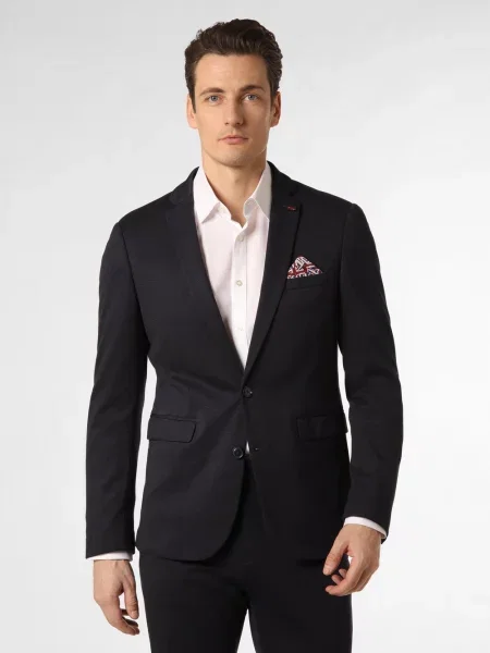 Finshley & Harding London marynarka od garnituru modułowego Mężczyźni Slim Fit marmurkowy 42 niebieski
