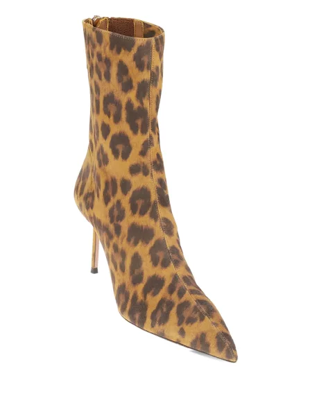 Cizme scurte Aquazzura cu imagine cu model leopard maro