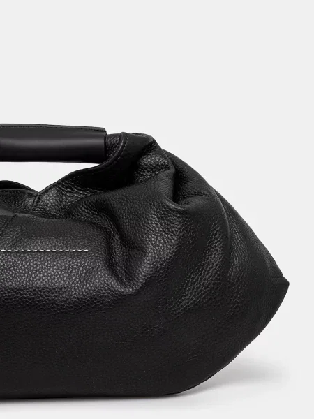 Мини кожаная сумка Mm6 Maison Margiela с драпировкой черная