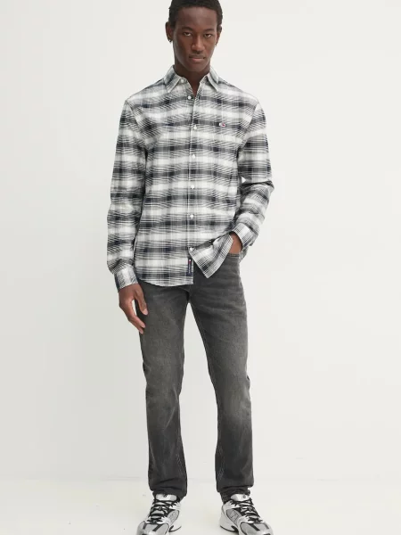 Košile Tommy Jeans tmavomodrá regular s klasickým límcem