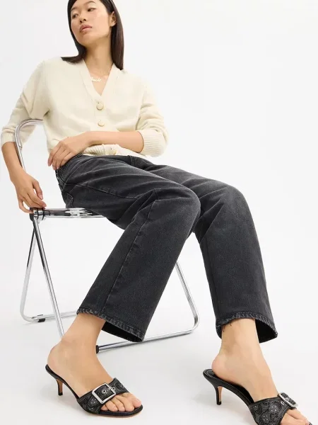 Кожаные шлепанцы Coach на шпильке