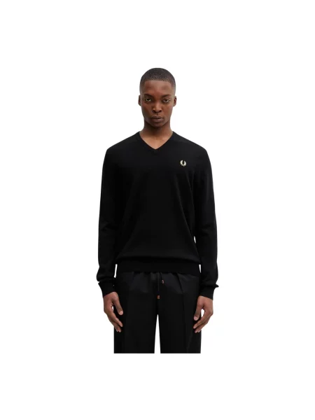 Fred Perry sweter z dodatkiem wełny czarny