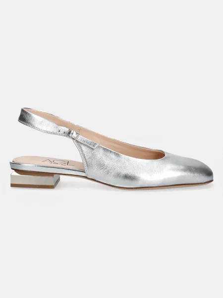 Кожаные туфли Agl с открытой пяткой серебряные