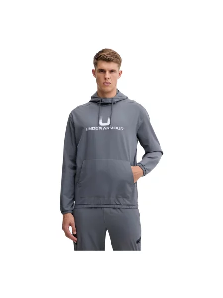 Lniana bluza z kapturem Under Armour szara