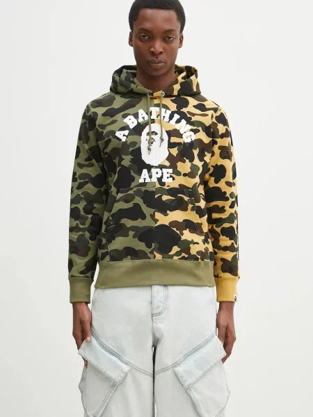 Dukserica A Bathing Ape Camo Separate za muškarce s kapuljačom s uzorkom zelena