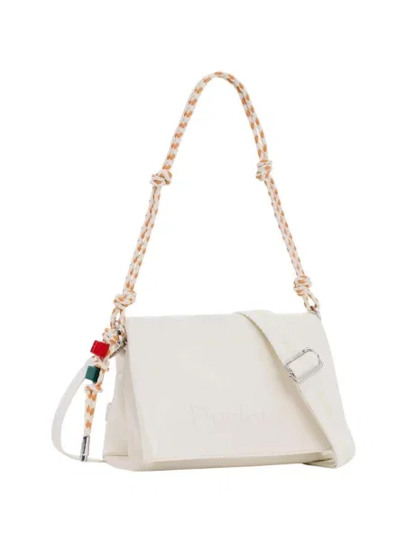 Geanta crossbody Desigual cu autograf bej