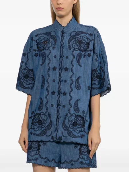 Μπλούζα Zimmermann με κέντημα paisley μπλε