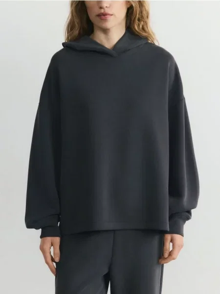 Reserved Bluza oversize z modalem granatowy