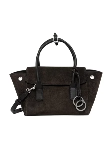 Torba shopper z welurowej skóry bydlęcej zapięcie na karabińczyk Marc O'polo brązowa