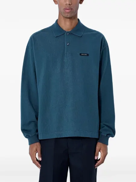 Lung tricou polo Prada albastru