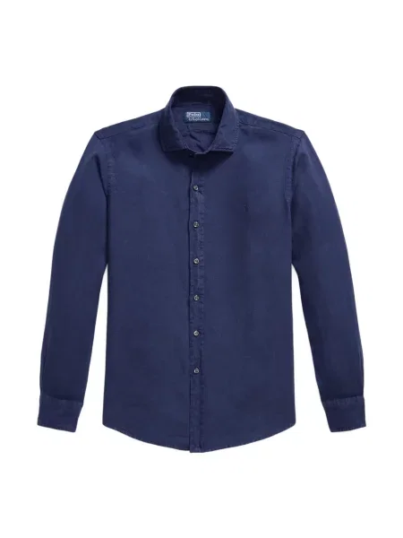 Lanena polo majica Polo Ralph Lauren s autogramom karirana plava