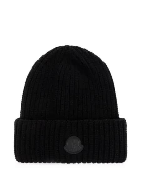 Căciulă Moncler tricotate cu autograf negru