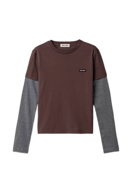 Tricou Miu Miu din jerseu maro