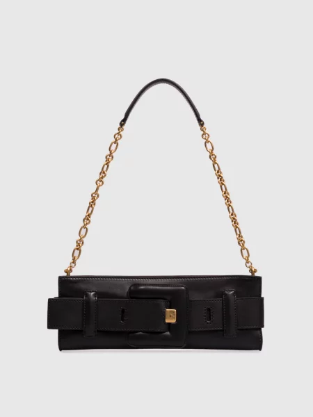Кожаный клатч Balmain черный