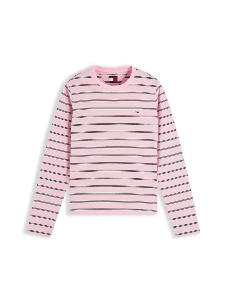 Tommy Jeans Tricou ESS roz deschis / negru alb