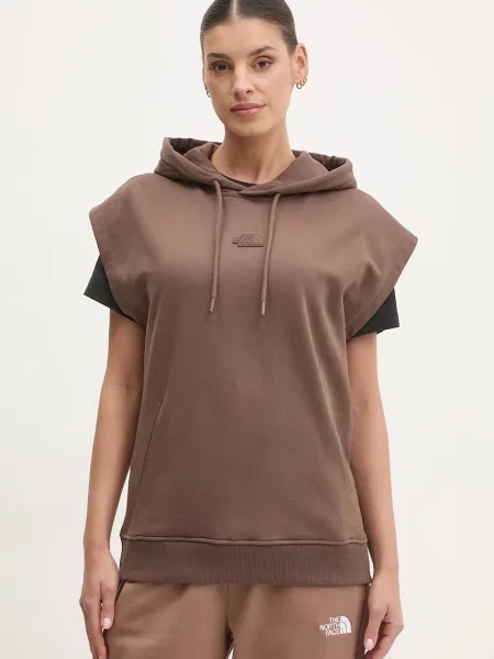 The North Face melegítőfelső Relaxed női sima kapucnis barna