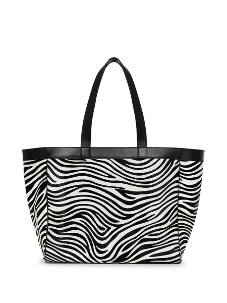 Geantă shopper Anine Bing cu model zebră alb