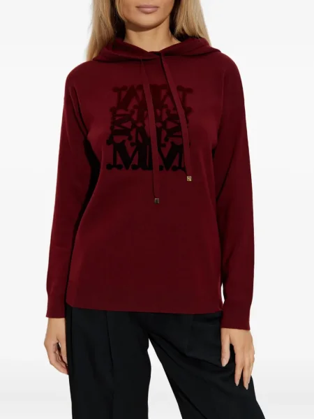 Pulover Max Mara cu glugă roșu