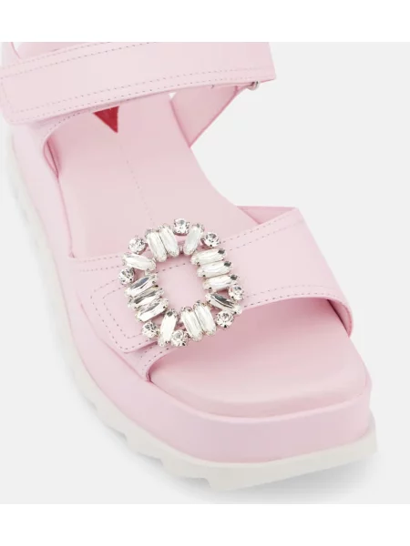Sandale Roger Vivier din piele cu platformă roz