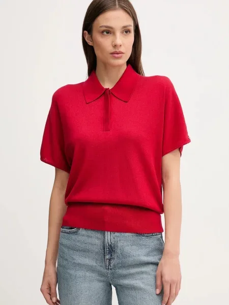 Tommy Hilfiger Тениска с яка и червен