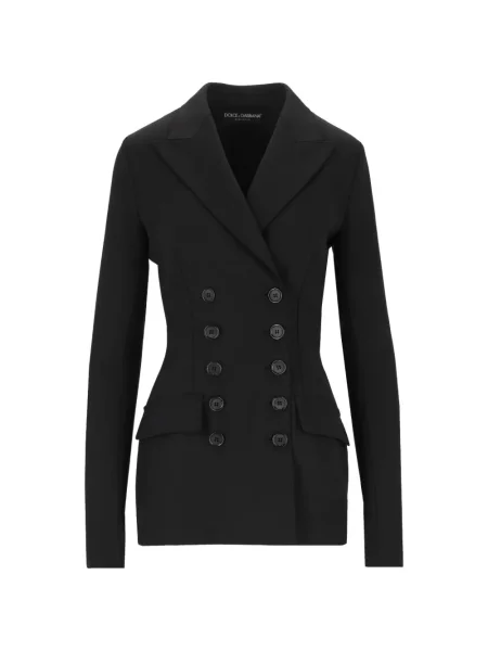 Geacă Dolce & Gabbana de lână cu două rânduri de nasturi negru