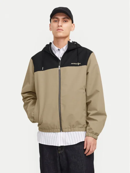 JACK & JONES Prechodná bunda JJELEGACY kaki / čierna béžová