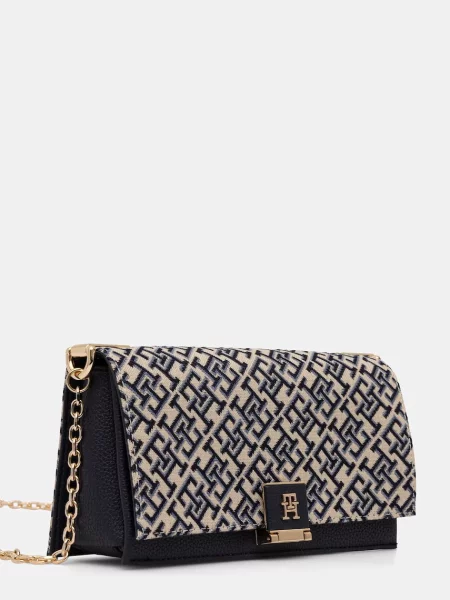 Geantă Tommy Hilfiger Th Her Chain Cross Jacqu Bleumarin albastru