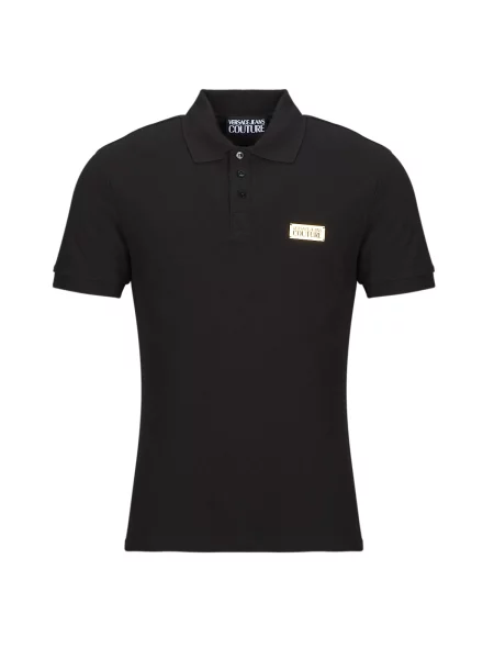 Polo majica Versace Jeans Couture s kratkimi rokavi črna