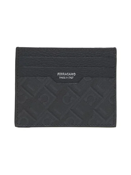 Portfel Salvatore Ferragamo skórzany z logo szary