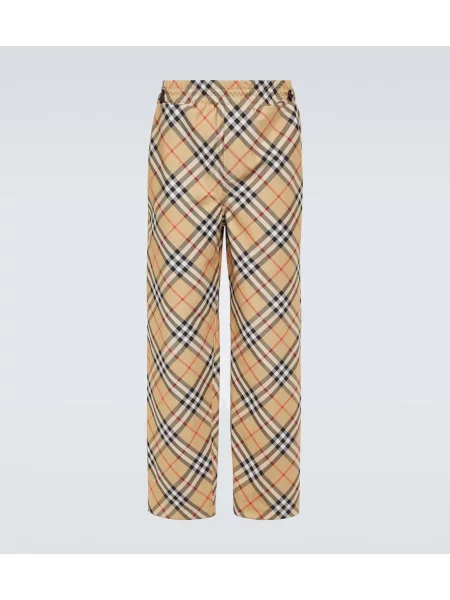 Tek kariraste hlače Burberry s karirastim vzorcem bež