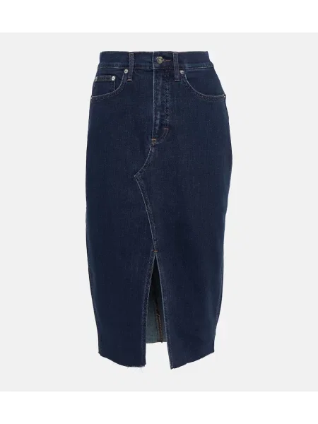 Fustă din denim Veronica Beard până la genunchi albastru