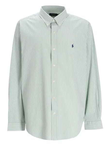 Lněné pruhované tričko Polo Ralph Lauren šedé