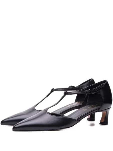 Czółenka Poche Paris na sprzączkę na ramiączkach czarna