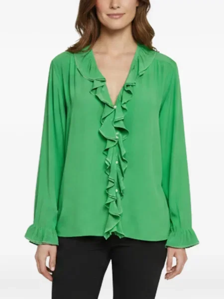 Lung bluză Victoria Beckham cu volane verde