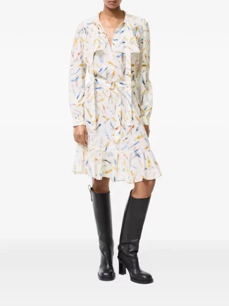 Rochie Burberry de mătase cu pene