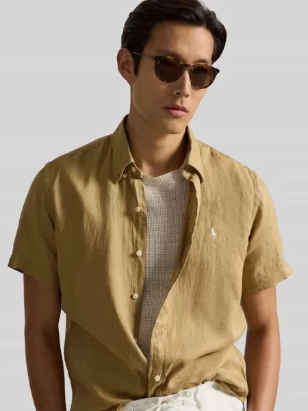 Koszula z lnu o kroju regular fit z kołnierzykiem typu button down Polo Ralph Lauren