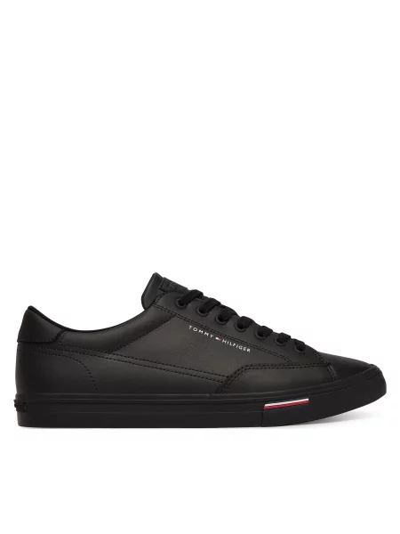 Sneakerși Tommy Hilfiger din dantelă negru