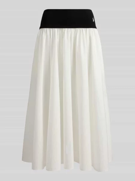 Spódnica midi rozkloszowana z czystej bawełny Polo Ralph Lauren biała