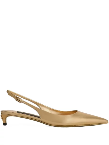 Pantofi cu toc Dolce & Gabbana din piele slingback auriu