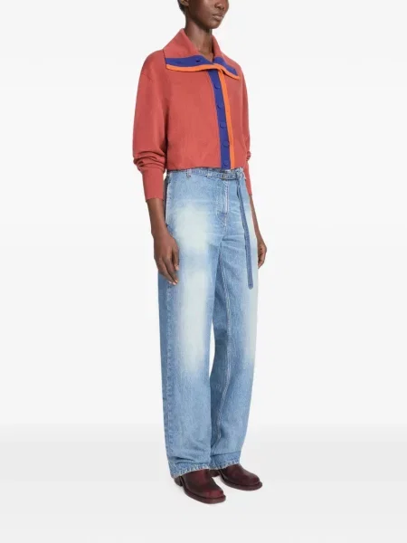 Cu centură pantaloni Dries Van Noten albastru