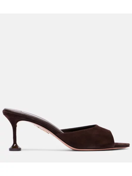 Papuci tip mules Aquazzura din piele de căprioară maro
