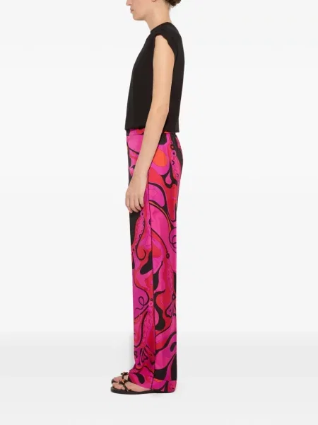Pantaloni Pucci de mătase cu imagine roz