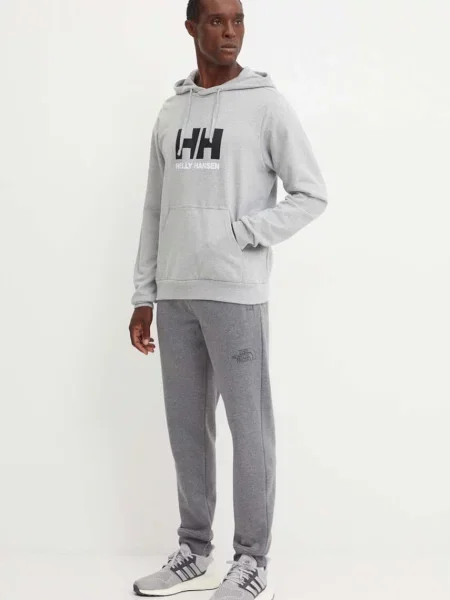 Кофта Helly Hansen HH LOGO з капюшоном з принтом сірий