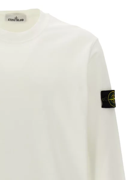 Hanorac crewneck Stone Island cu strasuri alb